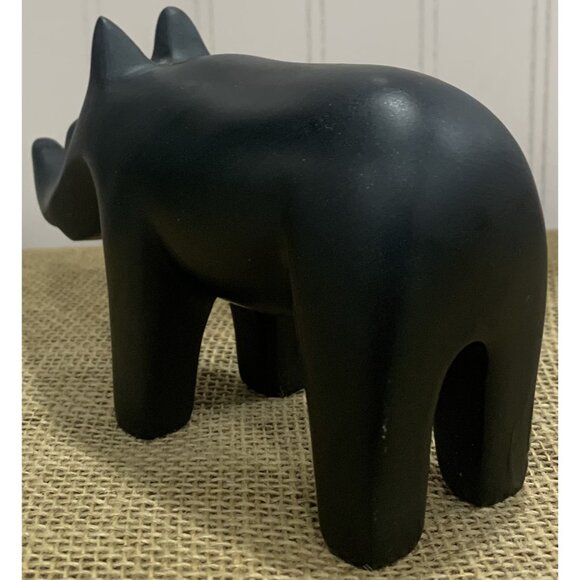 Black Wooden Rhino and Elephant Hand Carved Figurine or Paper Weight - Picture 3 of 16